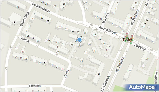 Tychy, Słoneczna, 15, mapa Tychów