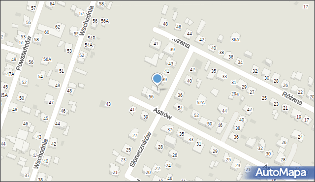 Tychy, Słoneczników, 37, mapa Tychów