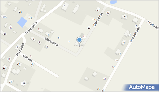 Unieszewo, Słoneczna, 9, mapa Unieszewo