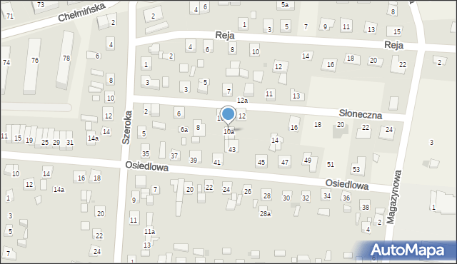 Unisław, Słoneczna, 10a, mapa Unisław