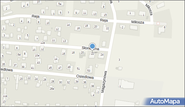 Unisław, Słoneczna, 22, mapa Unisław