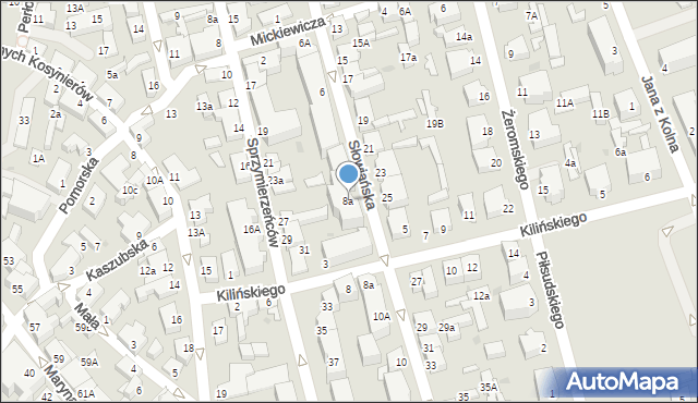 Ustka, Słowiańska, 8a, mapa Ustka