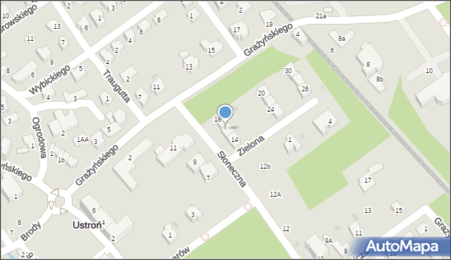 Ustroń, Słoneczna, 16, mapa Ustroń