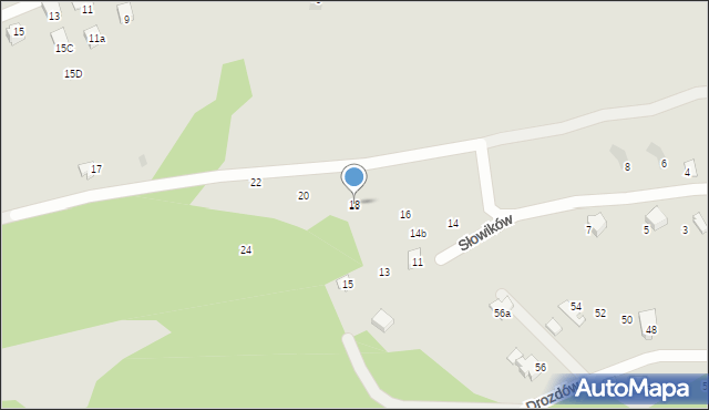 Ustroń, Słowików, 18, mapa Ustroń
