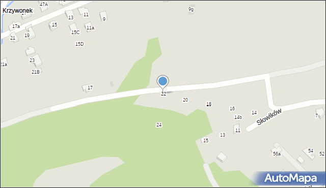 Ustroń, Słowików, 22, mapa Ustroń