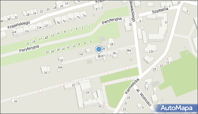 Wadowice, Słowackiego Juliusza, 36, mapa Wadowice