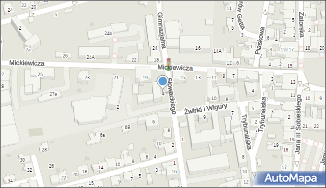 Wadowice, Słowackiego Juliusza, 4, mapa Wadowice