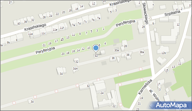 Wadowice, Słowackiego Juliusza, 42, mapa Wadowice