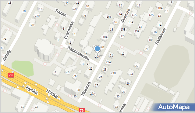 Warszawa, Słowicza, 20A, mapa Warszawy