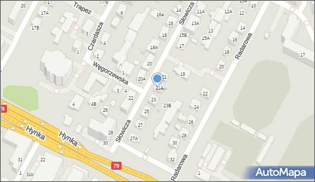 Warszawa, Słowicza, 21B, mapa Warszawy