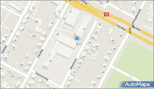 Warszawa, Słowicza, 34, mapa Warszawy