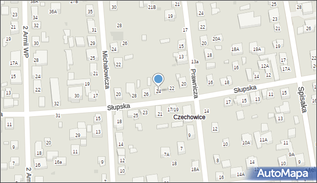 Warszawa, Słupska, 24, mapa Warszawy