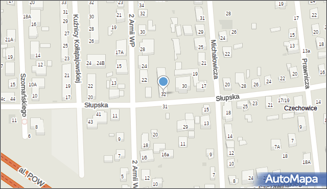Warszawa, Słupska, 32, mapa Warszawy