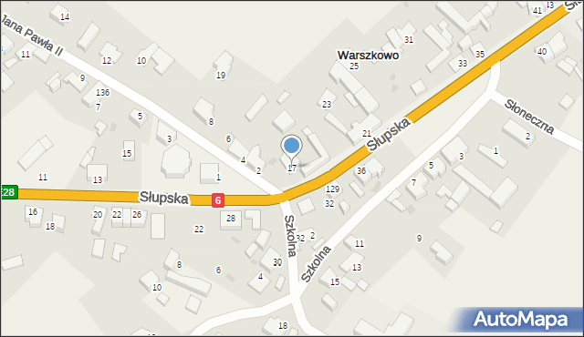 Warszkowo, Słupska, 17, mapa Warszkowo