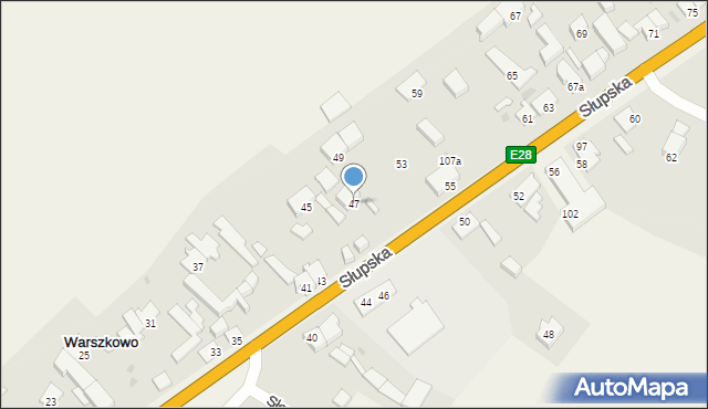 Warszkowo, Słupska, 47, mapa Warszkowo