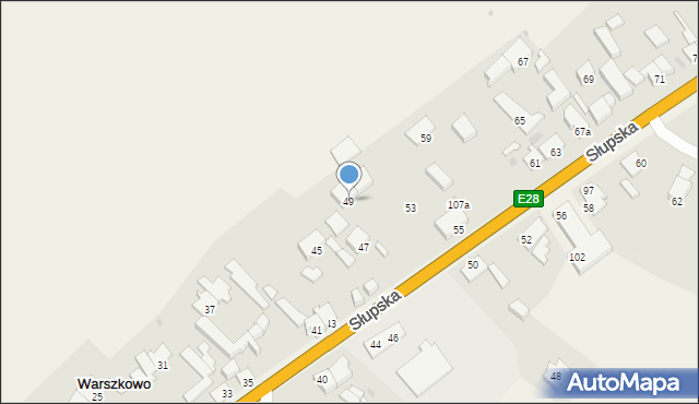 Warszkowo, Słupska, 49, mapa Warszkowo