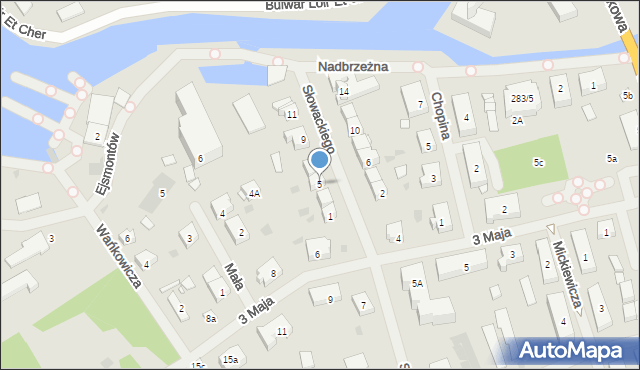 Węgorzewo, Słowackiego Juliusza, 5, mapa Węgorzewo