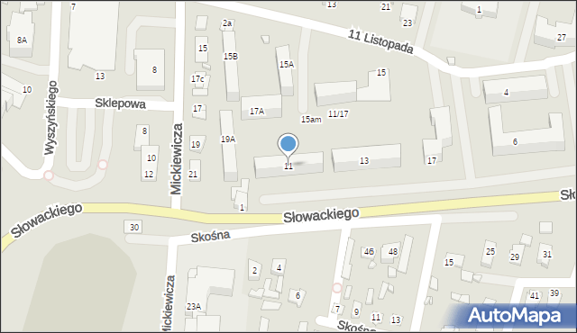 Węgrów, Słowackiego Juliusza, 11, mapa Węgrów