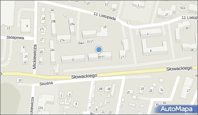 Węgrów, Słowackiego Juliusza, 13, mapa Węgrów