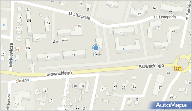 Węgrów, Słowackiego Juliusza, 17, mapa Węgrów