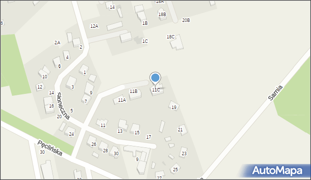 Wiązowna, Słoneczna, 11C, mapa Wiązowna