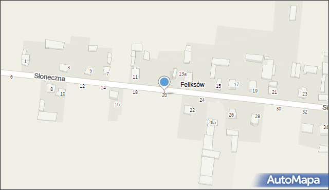 Więcki, Słoneczna, 20, mapa Więcki
