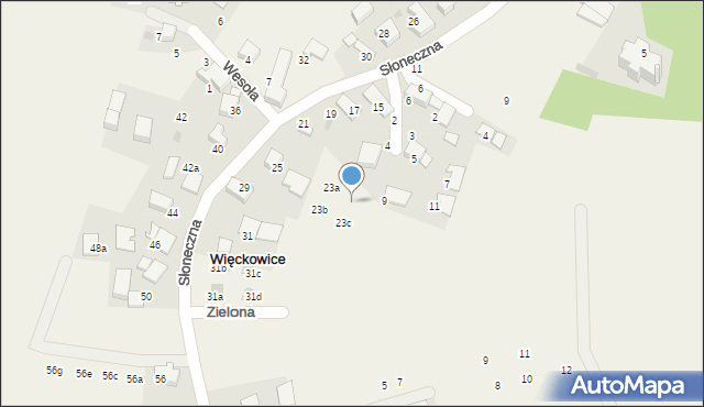 Więckowice, Słoneczna, 23d, mapa Więckowice