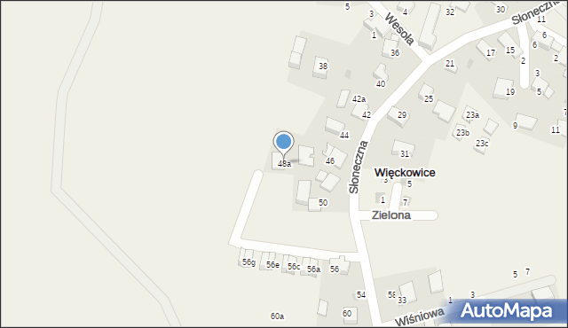 Więckowice, Słoneczna, 48a, mapa Więckowice