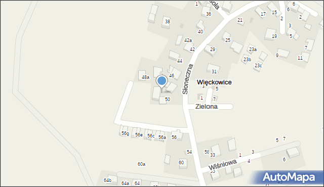 Więckowice, Słoneczna, 52, mapa Więckowice