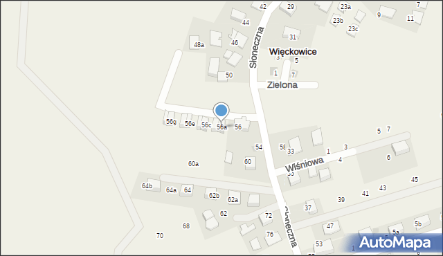 Więckowice, Słoneczna, 56a, mapa Więckowice