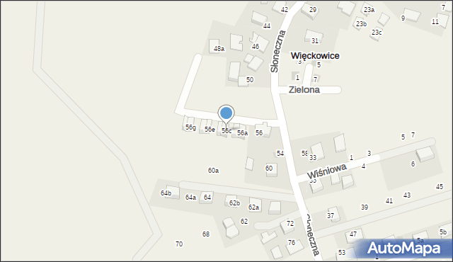 Więckowice, Słoneczna, 56c, mapa Więckowice