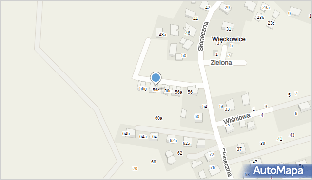 Więckowice, Słoneczna, 56e, mapa Więckowice