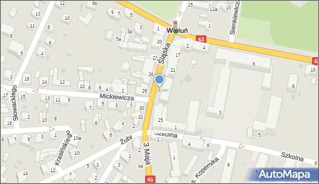 Wieluń, Śląska, 23a, mapa Wieluń