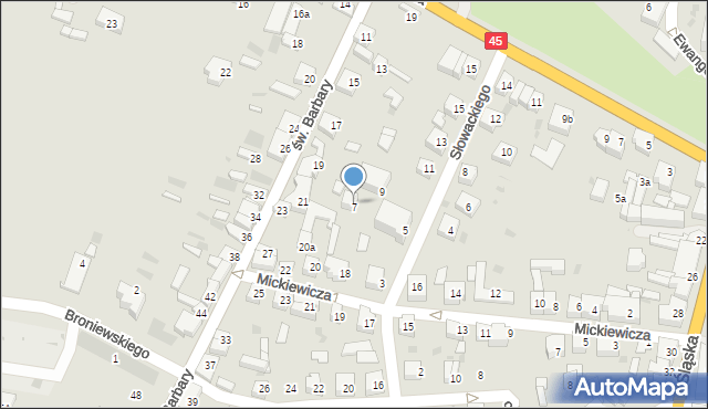Wieluń, Słowackiego Juliusza, 7a, mapa Wieluń