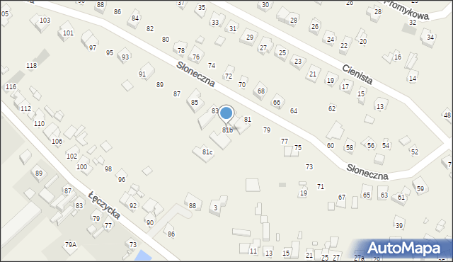 Wiry, Słoneczna, 81b, mapa Wiry