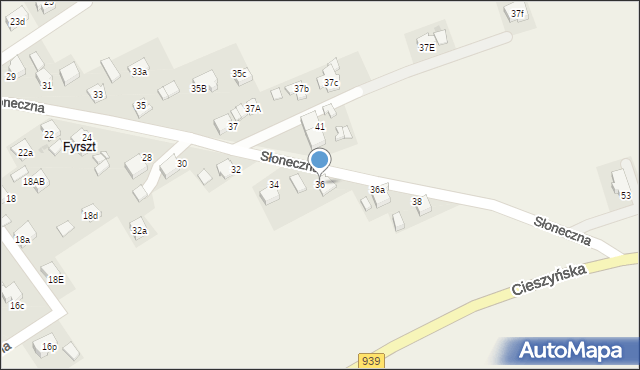 Wisła Wielka, Słoneczna, 36, mapa Wisła Wielka