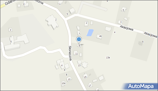 Wiślina, Słoneczna, 9, mapa Wiślina