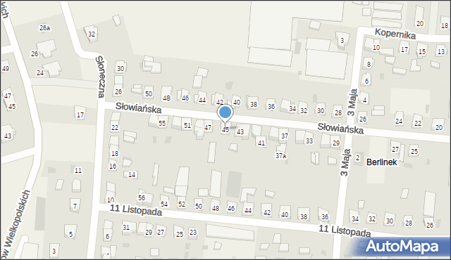 Włoszakowice, Słowiańska, 45, mapa Włoszakowice