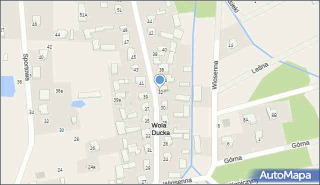 Wola Ducka, Słoneczna, 32, mapa Wola Ducka