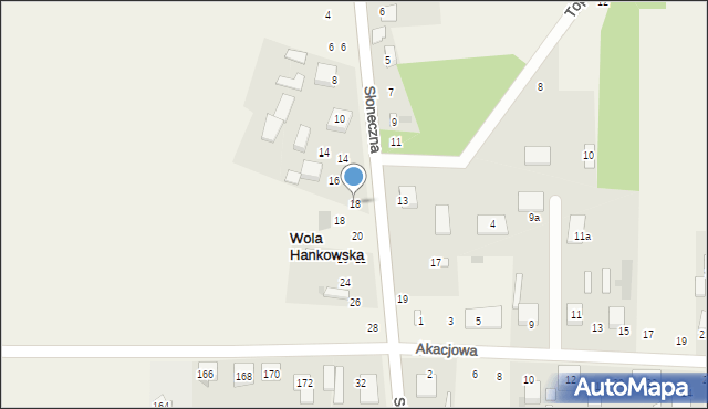 Wola Hankowska, Słoneczna, 18, mapa Wola Hankowska