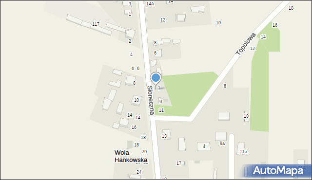 Wola Hankowska, Słoneczna, 7, mapa Wola Hankowska