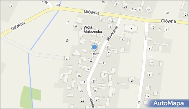 Wola Mokrzeska, Słoneczna, 10, mapa Wola Mokrzeska