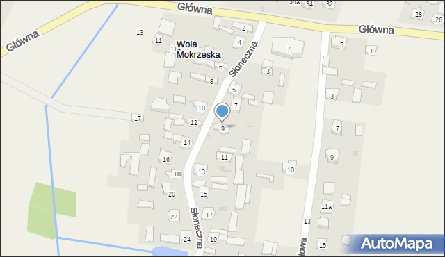 Wola Mokrzeska, Słoneczna, 9, mapa Wola Mokrzeska