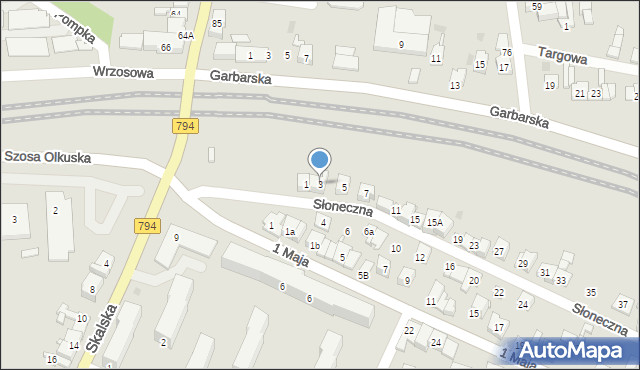 Wolbrom, Słoneczna, 3, mapa Wolbrom