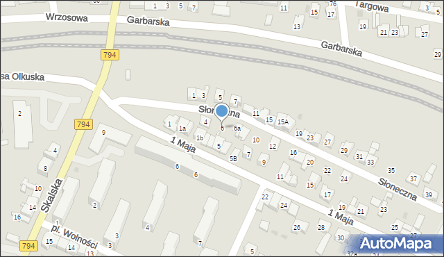 Wolbrom, Słoneczna, 6, mapa Wolbrom