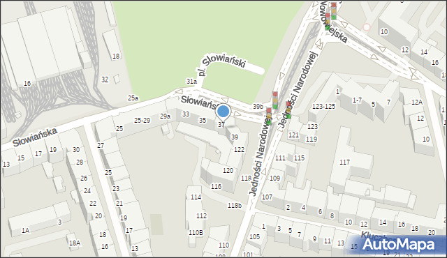 Wrocław, Słowiańska, 37a, mapa Wrocławia