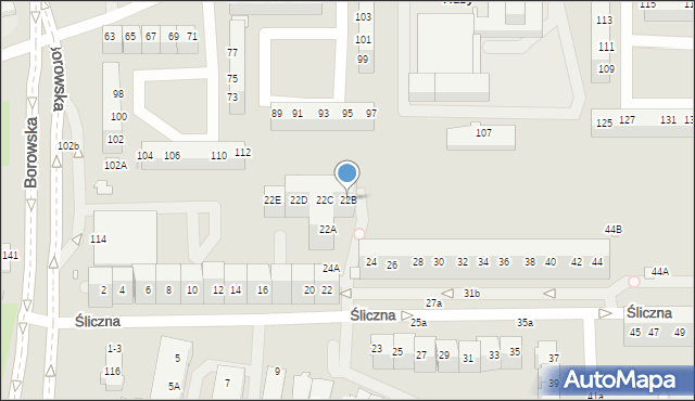 Wrocław, Śliczna, 22B, mapa Wrocławia
