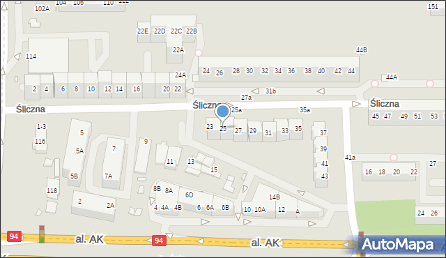 Wrocław, Śliczna, 25, mapa Wrocławia