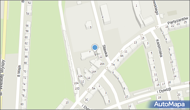 Wrocław, Sławka Walerego, 9, mapa Wrocławia