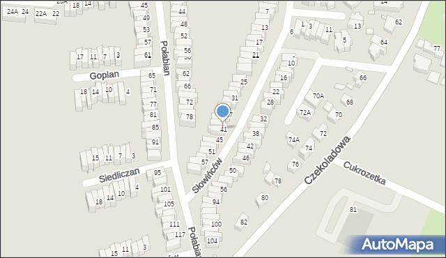 Wrocław, Słowińców, 41, mapa Wrocławia